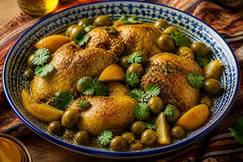 découvrez la recette traditionnelle du poulet aux olives à la marocaine, un plat savoureux et parfumé qui ravira vos papilles.