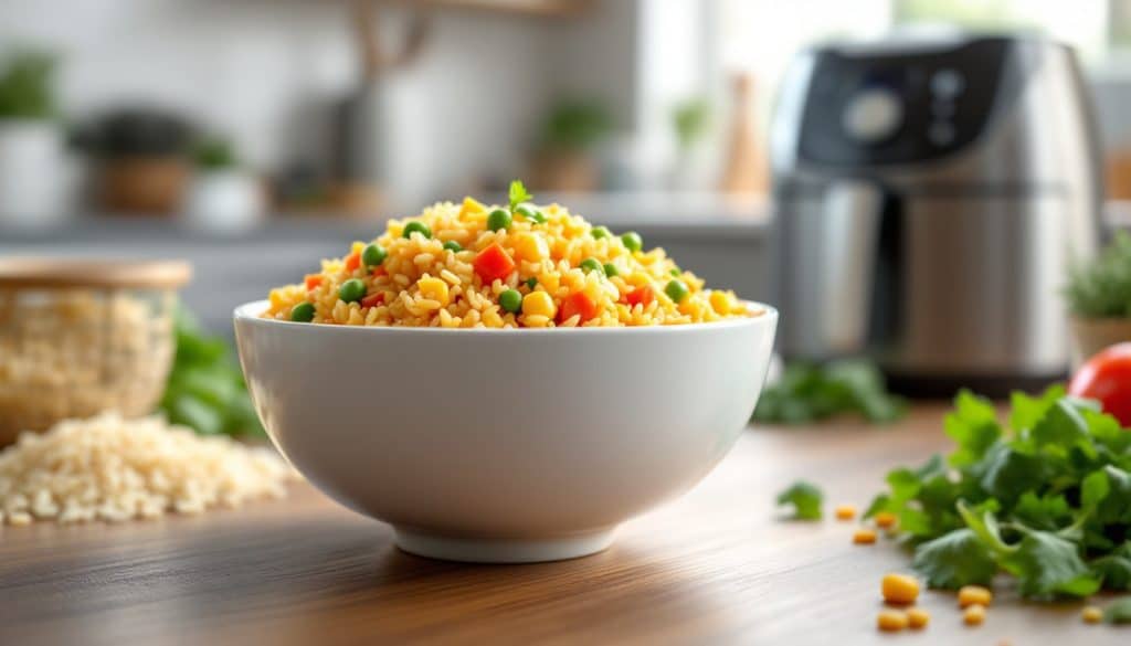 découvrez une recette facile et rapide de riz croustillant préparé au air fryer, idéal pour un repas savoureux et léger en quelques minutes.