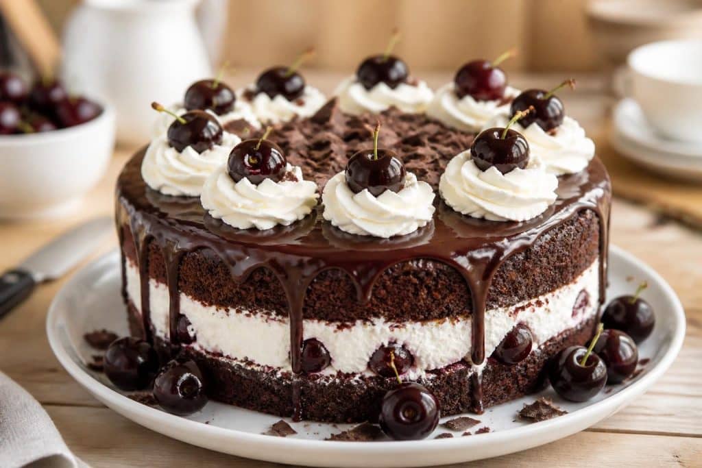 découvrez notre recette traditionnelle facile et rapide de la forêt noire, un délicieux gâteau allemand alliant cerises, chocolat et chantilly pour régaler toute la famille.