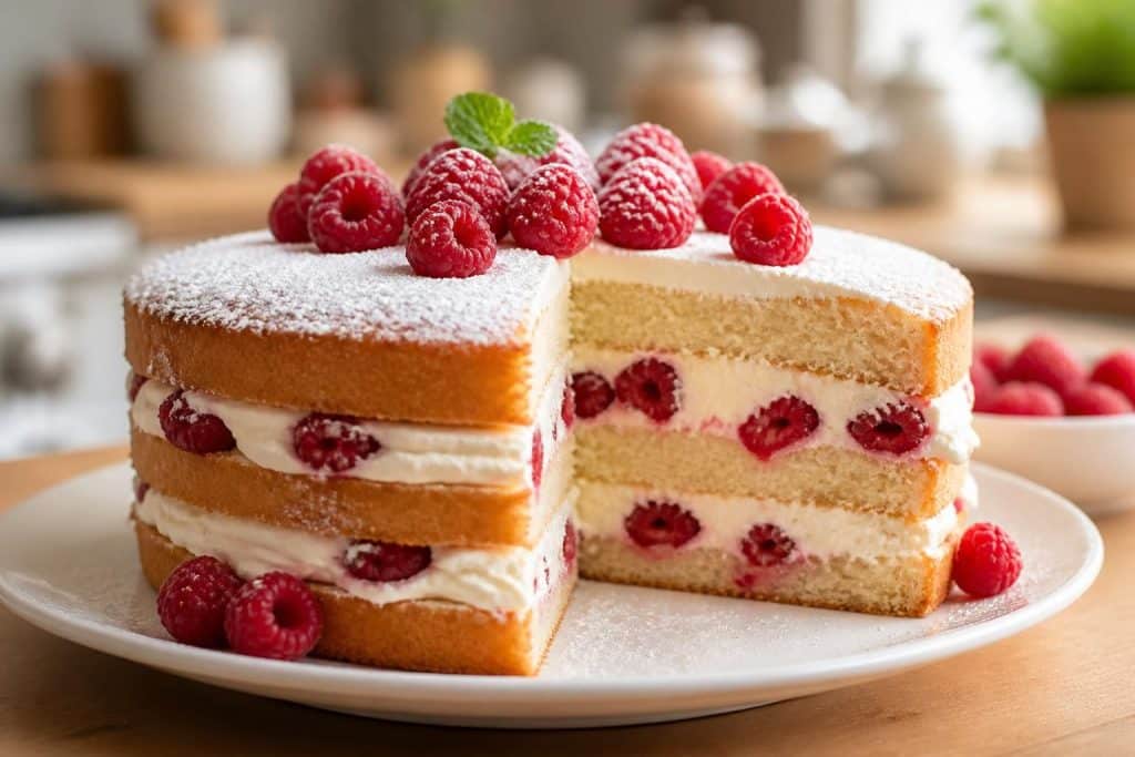 découvrez notre recette facile et moelleuse de gâteau au framboisier, parfaite pour régaler tous les gourmands avec un dessert fruité et délicieux.