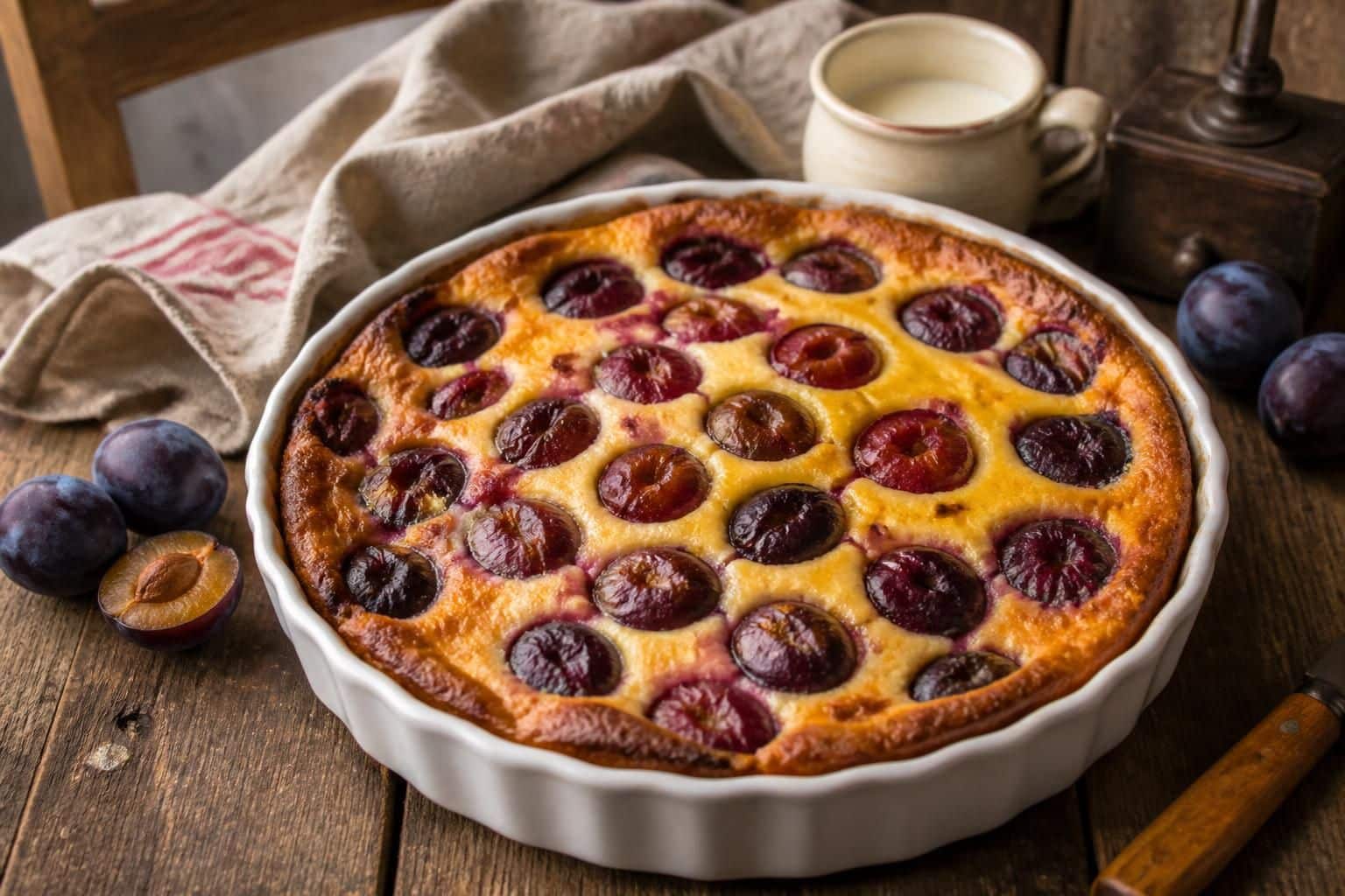 découvrez la recette facile et traditionnelle du clafoutis aux prunes de grand-mère, un dessert gourmand et authentique à préparer en toute simplicité.