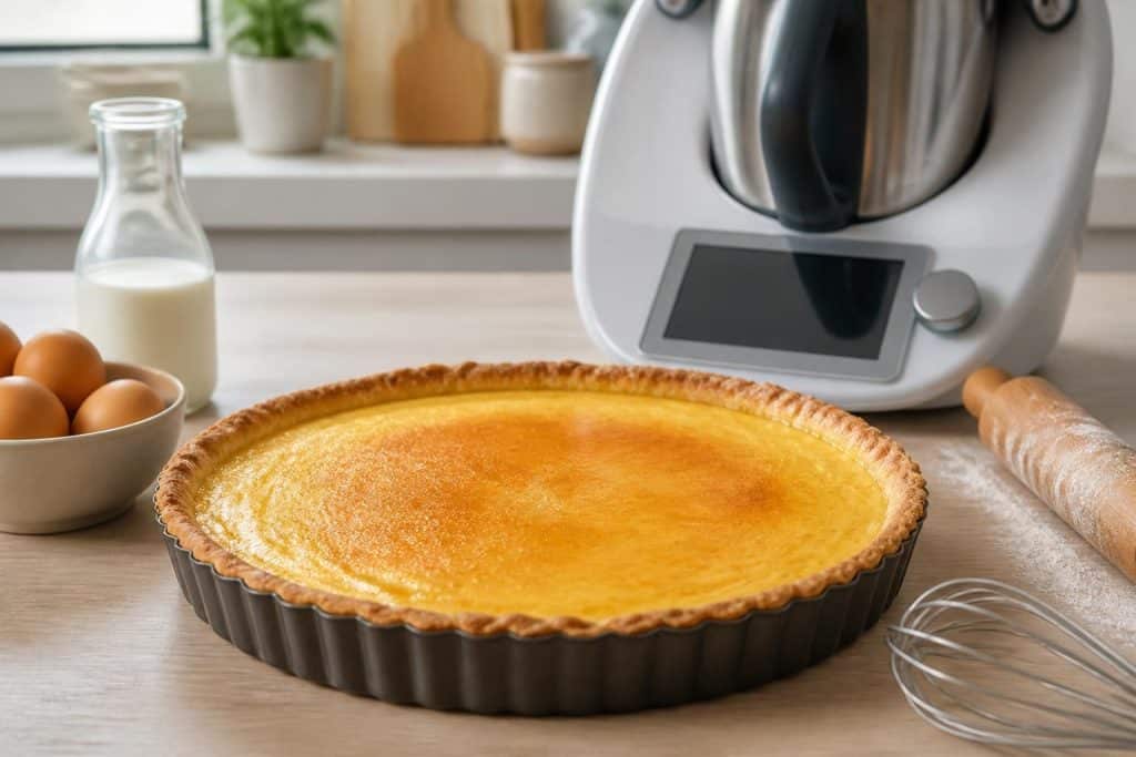 découvrez la recette facile de la flantaart au thermomix, une tarte au flan crémeuse et délicieuse, parfaite pour toutes les occasions.