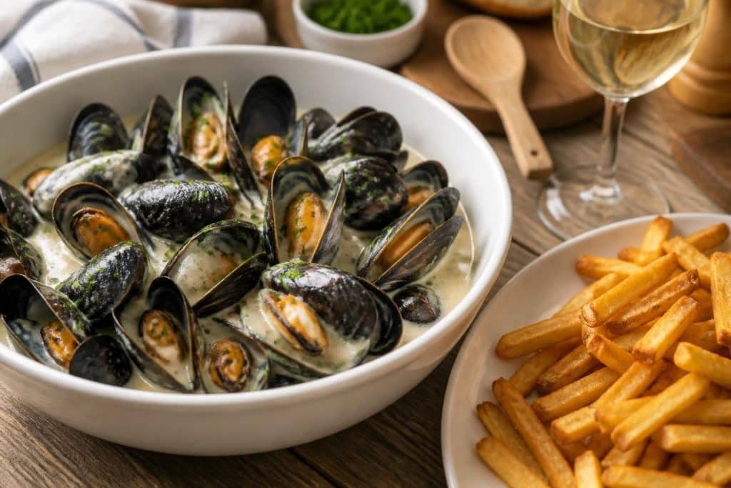 découvrez une recette facile et rapide de moules frites à la crème, idéale pour un repas savoureux et convivial en toute simplicité.