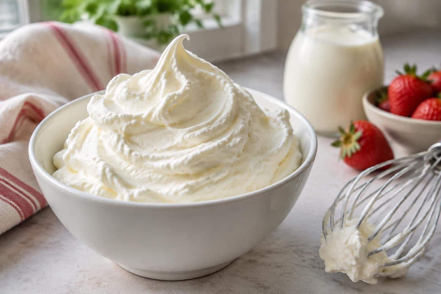 préparez une chantilly maison légère et onctueuse sans sucre glace : une recette facile, rapide et gourmande pour accompagner vos desserts.