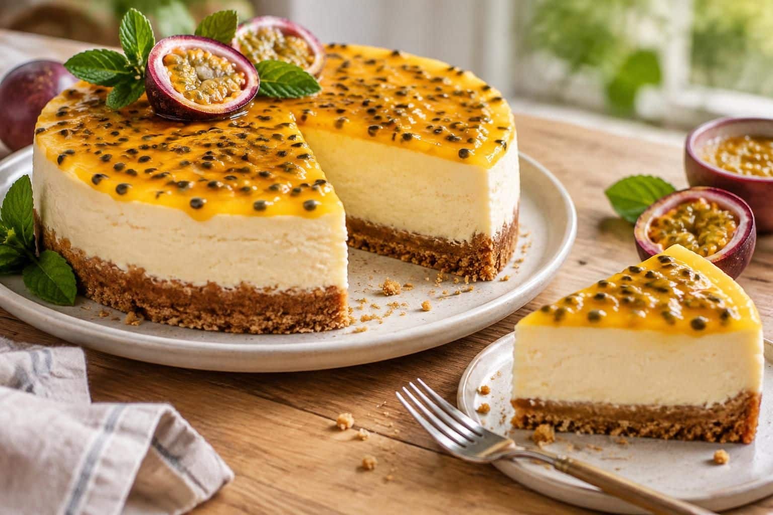 découvrez une recette facile et gourmande de cheesecake au fruit de la passion, avec une texture crémeuse et une touche exotique irrésistible.