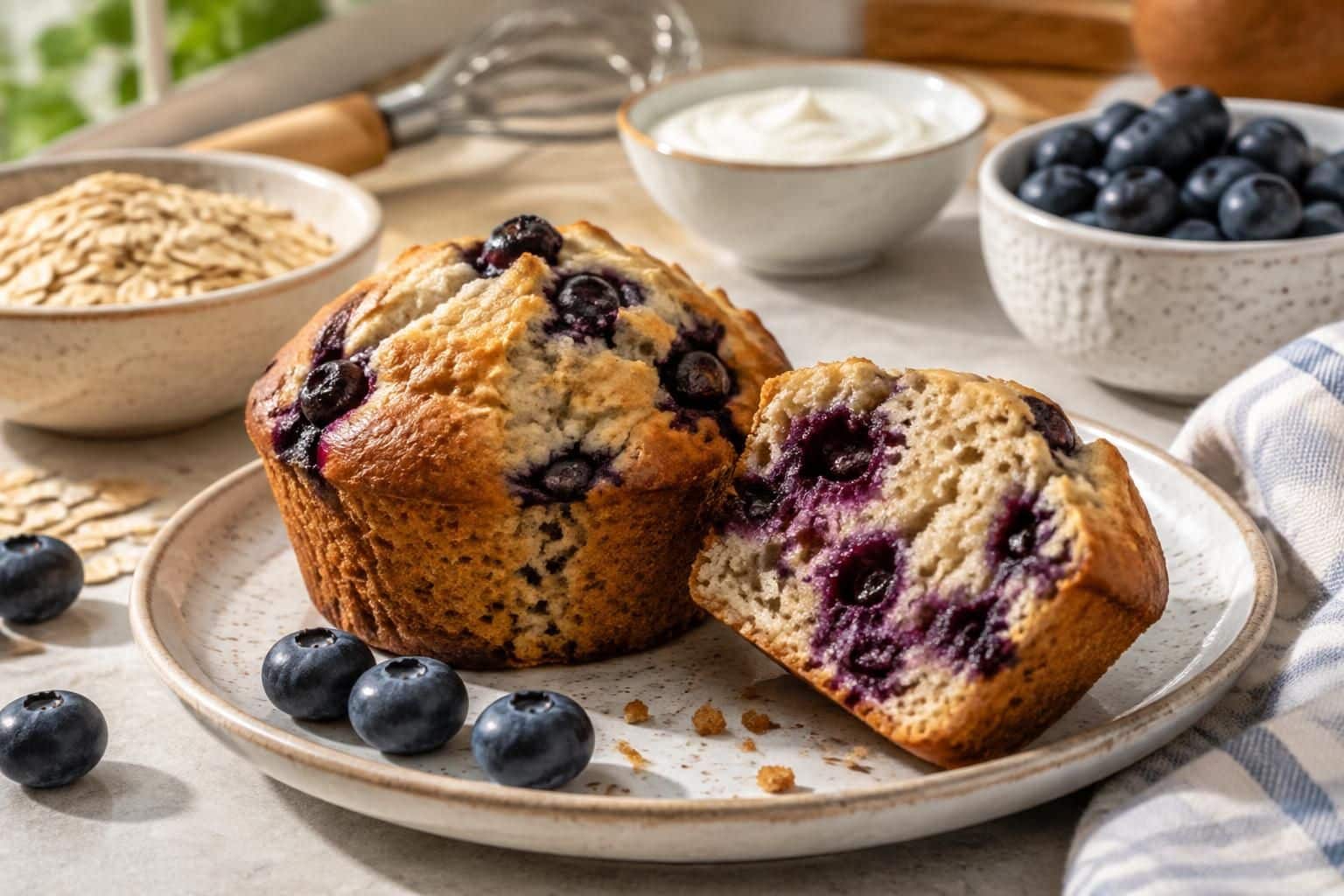 découvrez une recette facile de muffins aux myrtilles healthy : des muffins moelleux, savoureux et rapides à préparer pour le petit-déjeuner ou le goûter.
