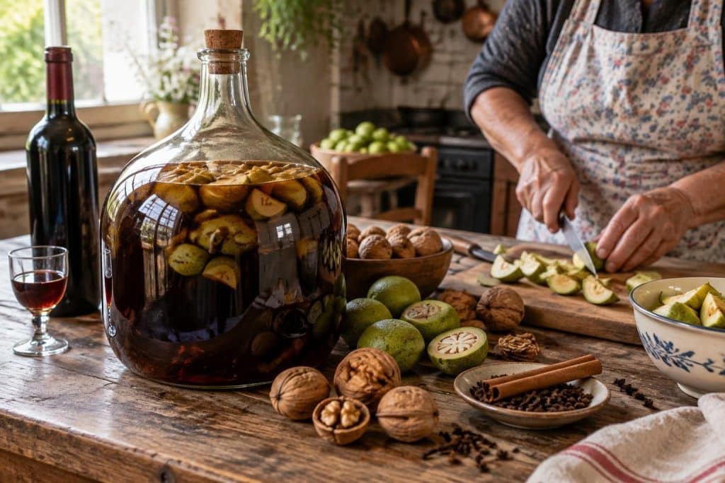 découvrez une recette de vin de noix facile et authentique, transmise par nos grand-mères, pour préparer une boisson maison pleine de saveurs.